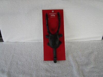 MAKER''S ~~ Cast Iron Deer Wall Hook ~ Holiday Stocking / Hat / Coat Holder  !! 