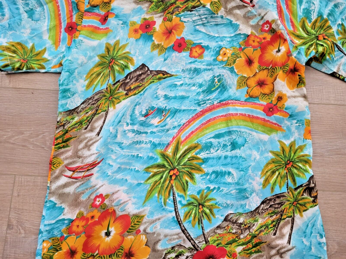 Vintage 60s 70s JC Penny Towncraft Hawaiian Shirt Hibiscus