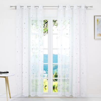 Gardinen Stores mit Kräuselband/Ösen/Schlaufen Modern Vorhänge Transparent Weiß - Bild 1 von 4