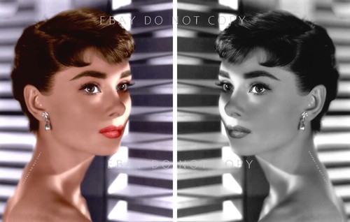 AUDREY HEPBURN SABRINA 1954 Face to Face COLOR & BW Two LARGE 8.5x11" PHOTOS - 第 1/5 張圖片