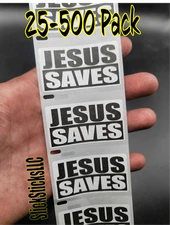 "JESUS SAVES" Stickers 25-500 Pack decal labels sticker god bulk religious lord