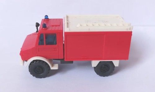 Wiking H0 1:87 #622 Mercedes Unimog Feuerwehr rot Blaulichter Vintage W.Germany - Bild 6 von 8