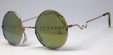 YELLOW GOLD MIRROR ROUND SUNGLASSES GOLD FRAME VAMPIRE COSPLAY STEAM PUNK HIPPIE
