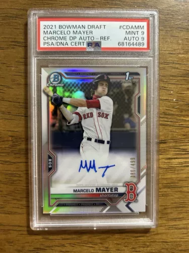 2021 Bowman Draft Chrome Refractor Auto /499 CDA-MM Marcelo Mayer PSA 9