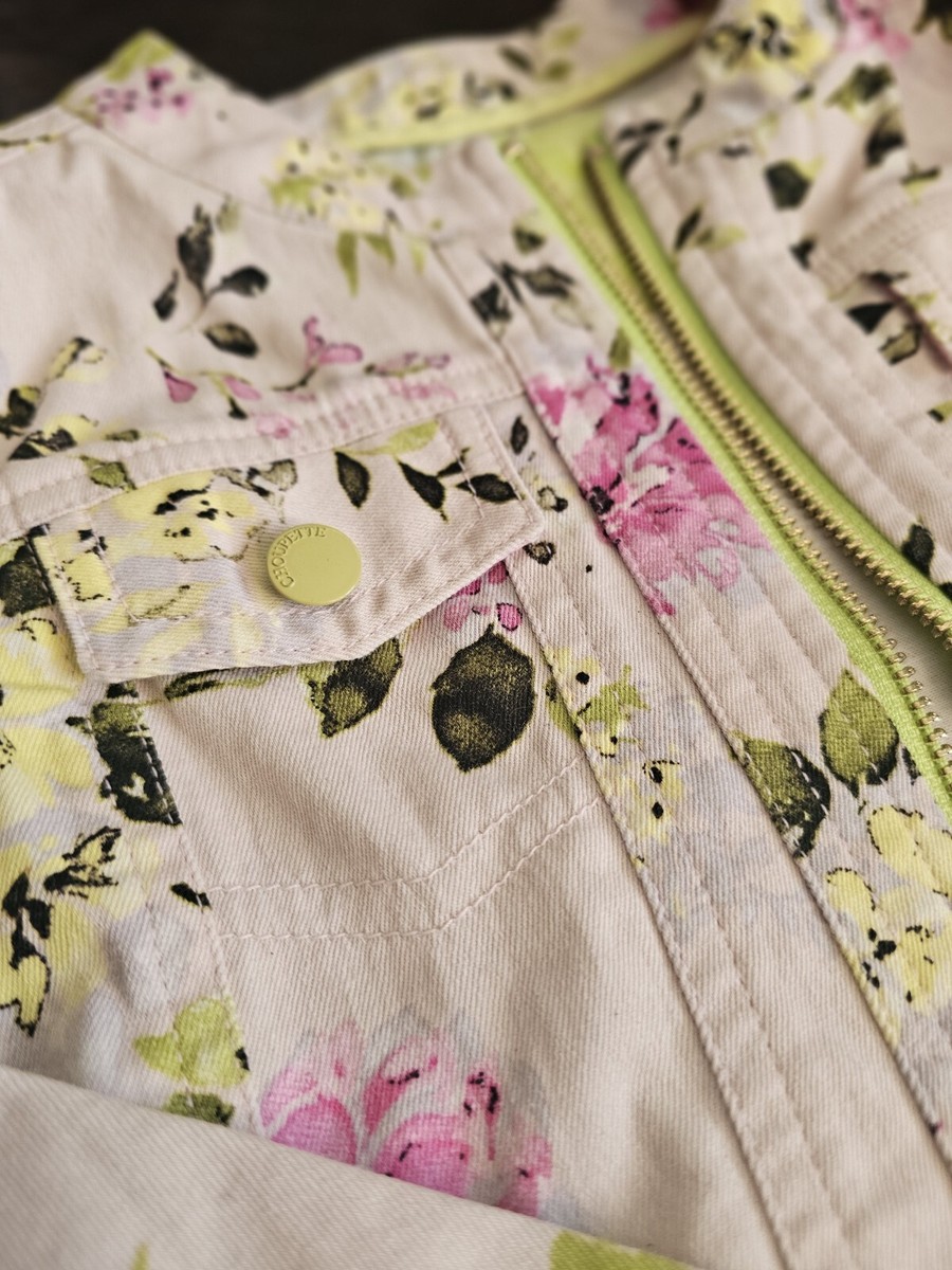 Choupette Pink And Green Kids Girls Floral Zipper Jacket Choupette Pink And Green Kids Girls Floral Zipper Jacket