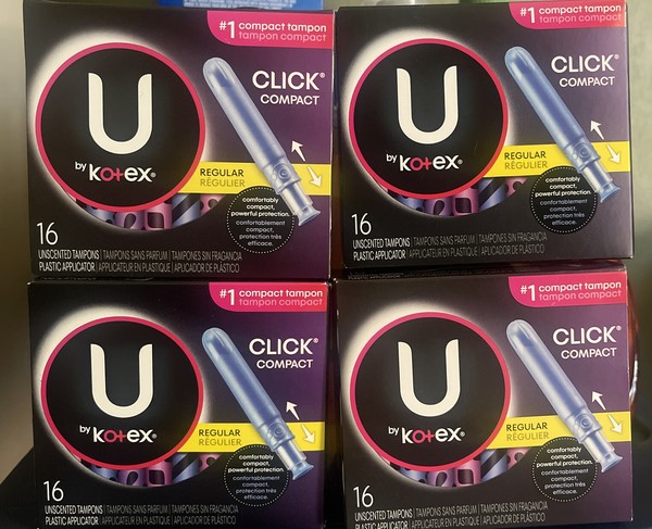 Lot Of 4 Boxes U By Kotex Click Compact Unscented Tampons Regular 16 Ct Each Porasto Fi