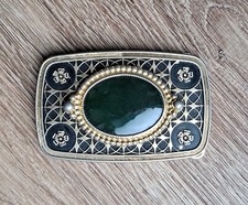 Vintage Gold Toned Black Cabochon Belt Buckle