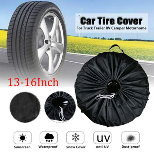 Universal 13-19" Car Spare Wheel Tire Cover for Jeep Trailer RV SUV Truck Black - Picture 1 of 11
