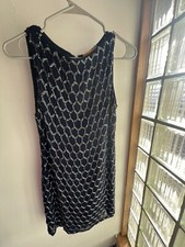 alice and olivia Beaded dress Size 2, Navy Blue And Silver Beads, Pre-owned