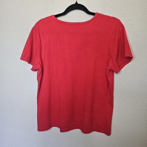 Tommy Hilfiger Womens L Large Red Tee Shirt Short Sleeve Logo Graphic Spellout - Picture 7 of 9