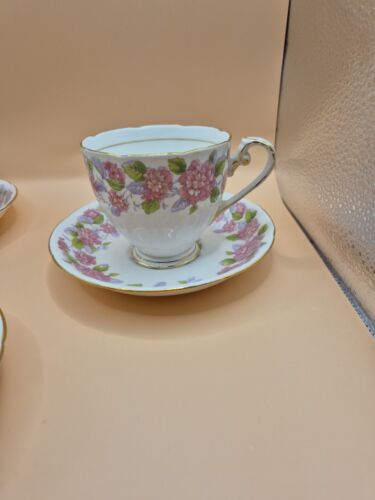 Royal Grafton 3x Tea Cup & Saucer Set - Pink Flower - Made in England - VGC - Bild 3 von 13
