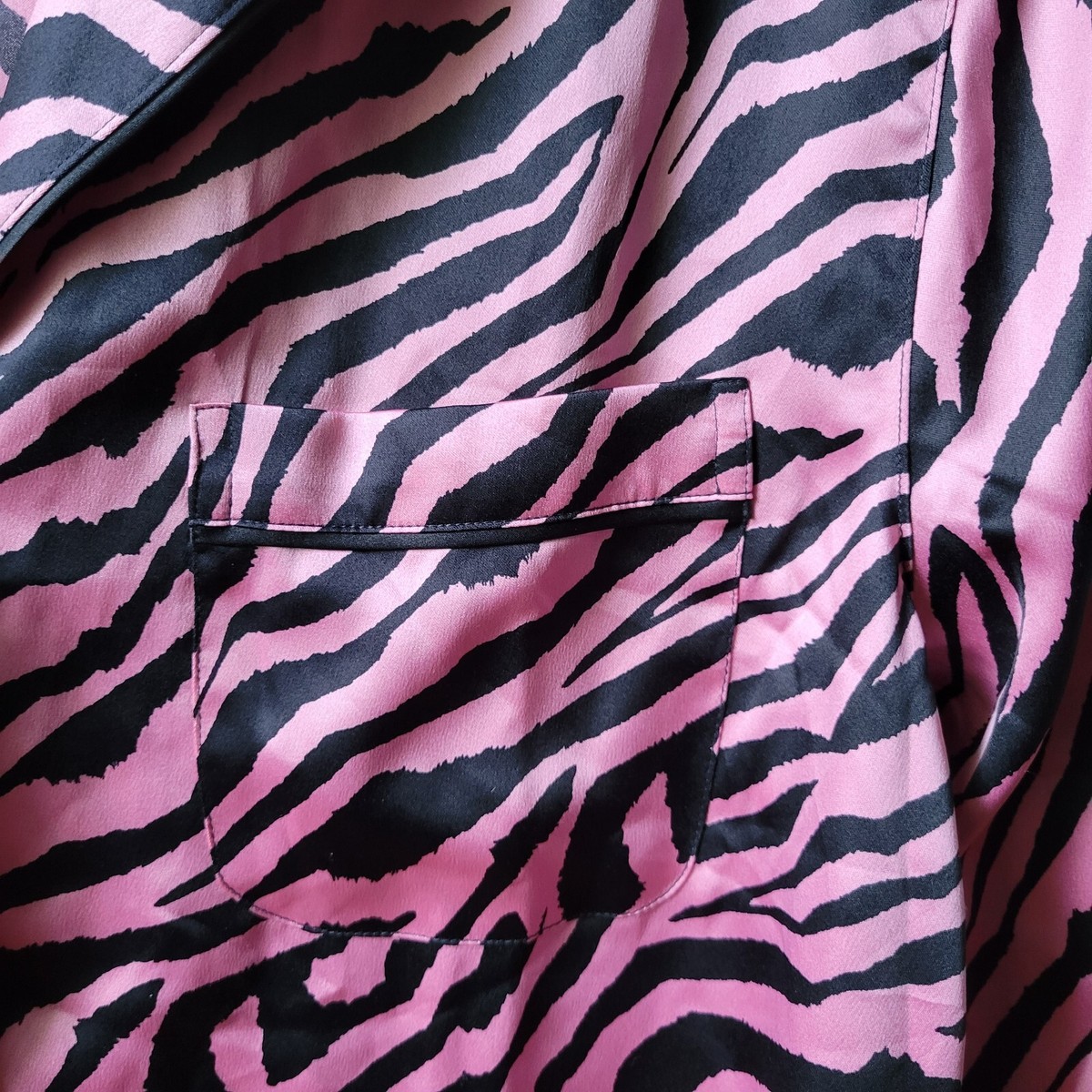 Victoria's Secret Pink Black Zebra Print Pajama Top Rose Luster L