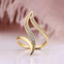 Fashion Rings Women Wedding Jewelry Yellow Gold Plated Cubic Zirconia Size 6-10