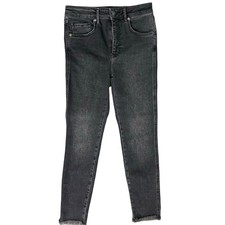 We The Free People Gray Charcoal Raw Hem Mid Rise Skinny Jeans size 28 Stretch