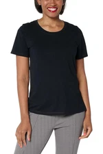 LOGO by Lori Goldstein Short Sleeve 100% Cotton Everyday Tee Black