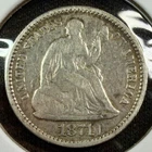 1871 (P) Seated Liberty Half Dime - Fine Details - Free Shipping
