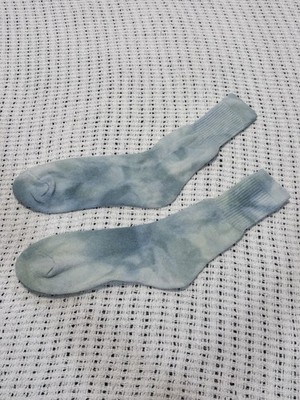 Winterlace Tie Dye Crew Socks Green Blue Ice Dyed Cotton 9-11 New Pair Soft Set