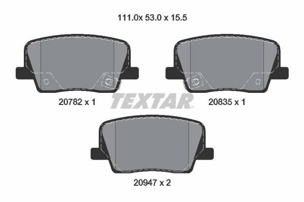 Plaquettes de frein Textar silencieuses et sans vibration pour OE 48413360B0