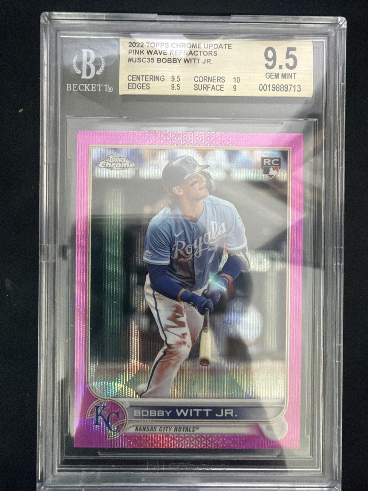 2022 Topps Chrome Update BOBBY WITT JR Pink Wave Refractor #USC35 RC BGS 9.5