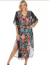  278 NWT Johnny Was Evening Palace V-Neck Cotton  Silk Kaftan - L/XL