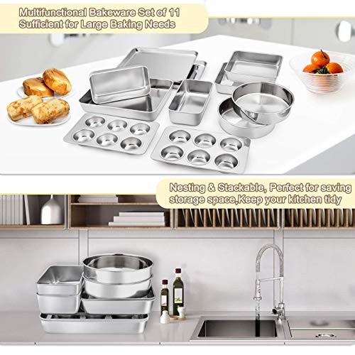 Stainless Steel Bakeware Set of 11, Toaster Oven Baking Pan Set, Lasagna Pan, - Bild 4 von 8
