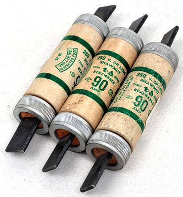 Lot of 3 - RF90 Shawmut 90 Amp Time Delay Renewable Fuse - Next Day Option