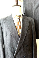 Christian Dior Vtg. Double-Breasted Suit Men's 40R - 33W x 30L Wool 80's DrkGray