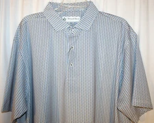 NEW Donald Ross Sz XL Bow Tie Print Golf Polo Shirt White Navy Blue Multi