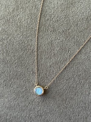 10 KT MASSIV ROSEGOLD echt MONDSTEIN Solitär Halskette Mond Magie Schmuck