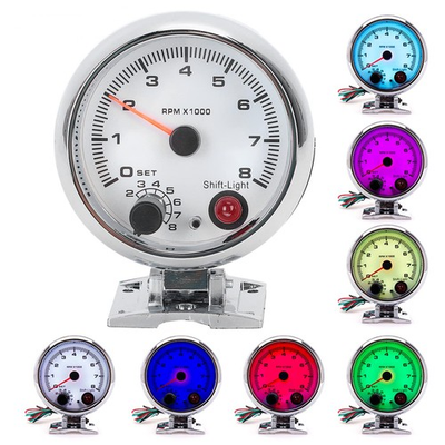 #ad Car Tachometer 3.75in 0‑8000 RPM 7 Color Background Lights Tacho Gauge for 4 ... $43.57