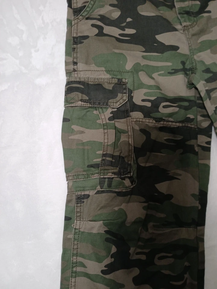 Pantalones cargo Cherokee camuflaje 100 % algodón cintura ajustable niños talla 14 Foto 2 de 4
