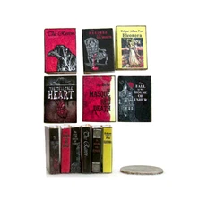 EDGAR ALLAN POE 6 Pc Prop Books in Dollhouse Miniature Scale 1:12 Scale Prop