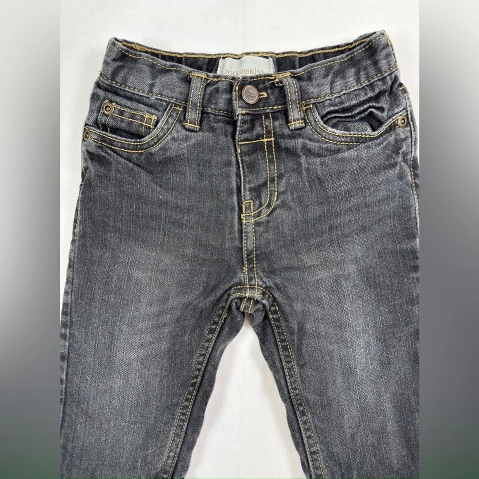 Pantalones de mezclilla ajustados forrados de lana mezcla Ramie lavado ácido bebé niño TOUGHSKINS talla 18M Foto 3 de 4