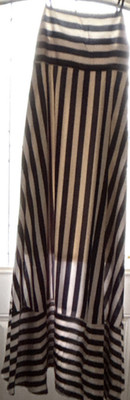 Petal + Pup Bree Maxi Dress Black White Stripe Smocked Square Neck L P902-1
