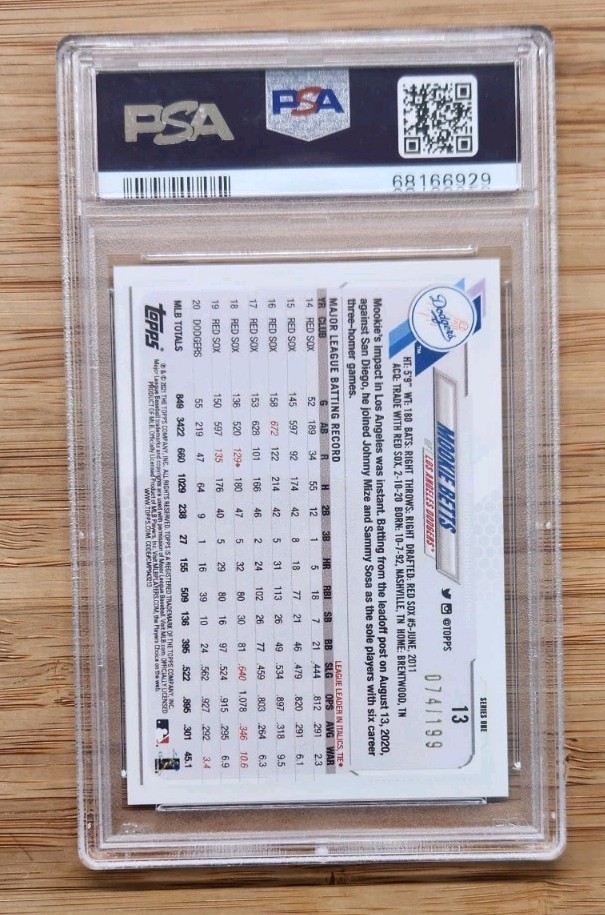 2021 Topps Red Foil #/199 Mookie Betts DODGERS PSA 10 GEM MINT POP 1 view 2