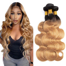 1B27 Bundle Ombre Blonde Body Wave Human Hair Bundles 12 12 12 Inch 150G