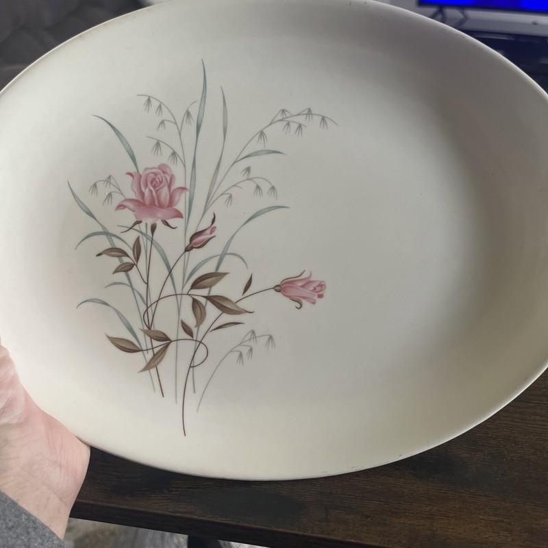 Mount Clemens Pottery, Blushing Rose Serving Platter, 11.25”