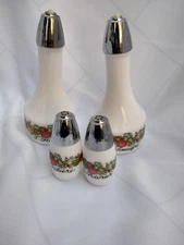4 Pc Set Gemco Spice of Life Oil, Vinegar Cruets and 2 Dispensers Milk Glass 