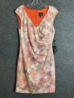 Adrianna Papell Womens Pleated Shift Dress Size 10  V Neck Floral Sleeveless