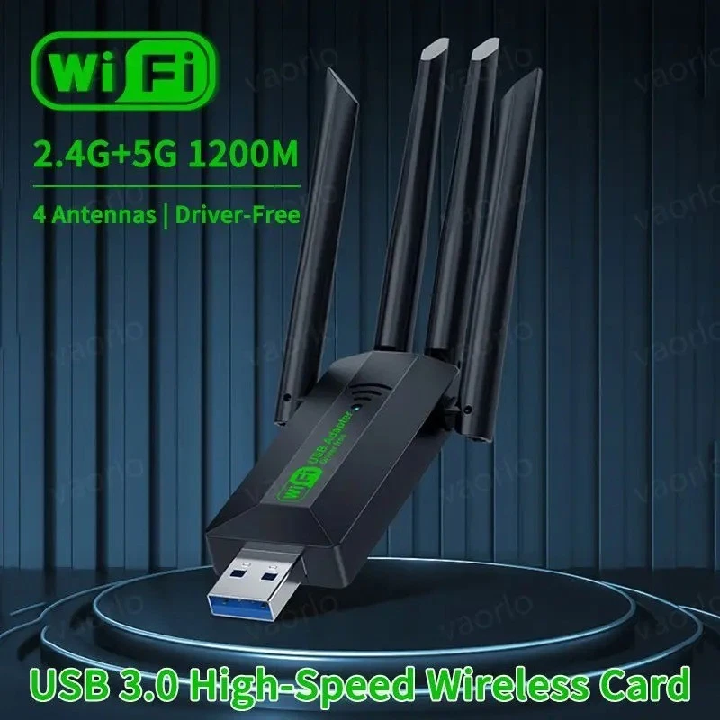 USB3.0 1200Mbps WLAN-Adapter Dualband 2,4G/5Ghz mit 4 Antennen für PC Laptop - Bild 2 von 4