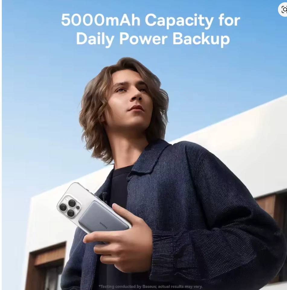 Banco de alimentación magnético Baseus 5000 mAh | 15 W inalámbrico | 20 W USB-C carga rápida Foto 2 de 4