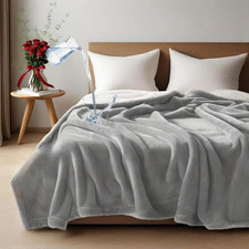 Waterproof and Stain Proof Blanket for Bed 80''x60'',Queen Size Grey Bed Dry Gua