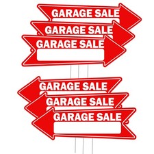 6 Piece Garage Sale Sign Arrows Double Sided With Stake, Large - 16 Inch By 5...
