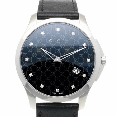 Gucci G-Timeless Quarzuhr Herren SS Silber Schwarz 12P Diamant aus Japan