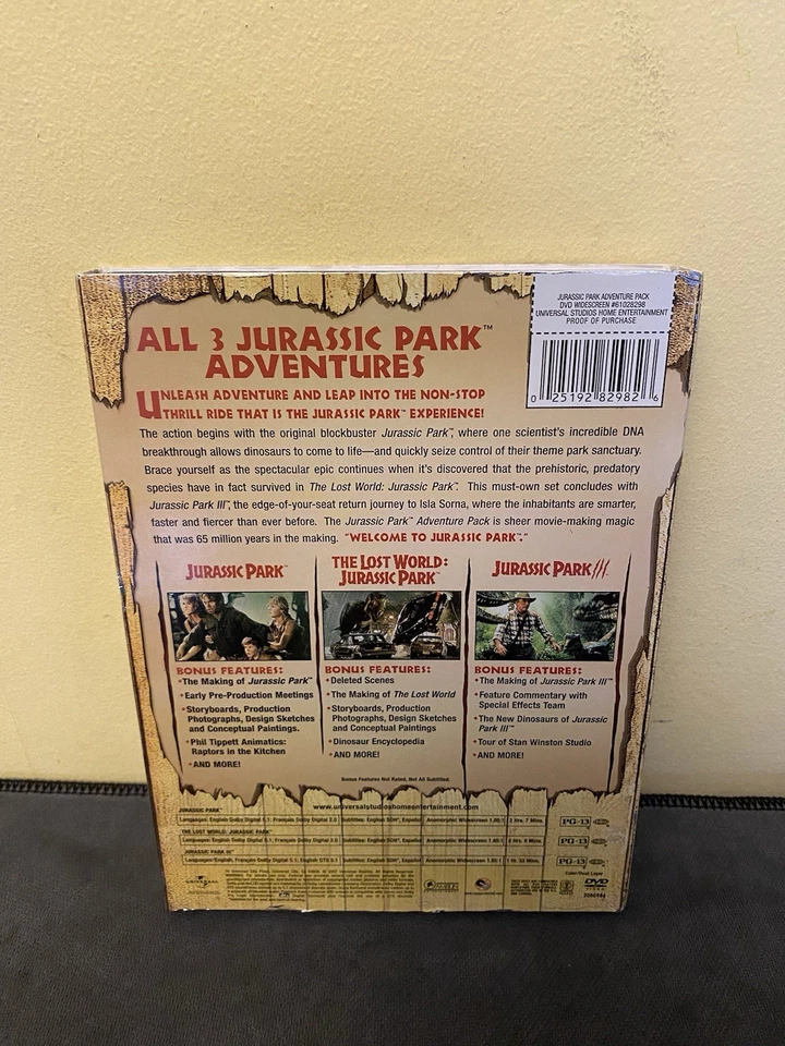 Jurassic Park Adventure Pack The Franchise Collection (DVD 3-Disc Set, 2005) - Image 3 of 4