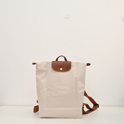 Longchamp Off-White Backpack with Brown Straps 26x37x11cm