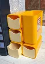VTG MCM Yellow Desk Caddy HOF Office Organizer Pencil Holder Mod 1970s Space Age