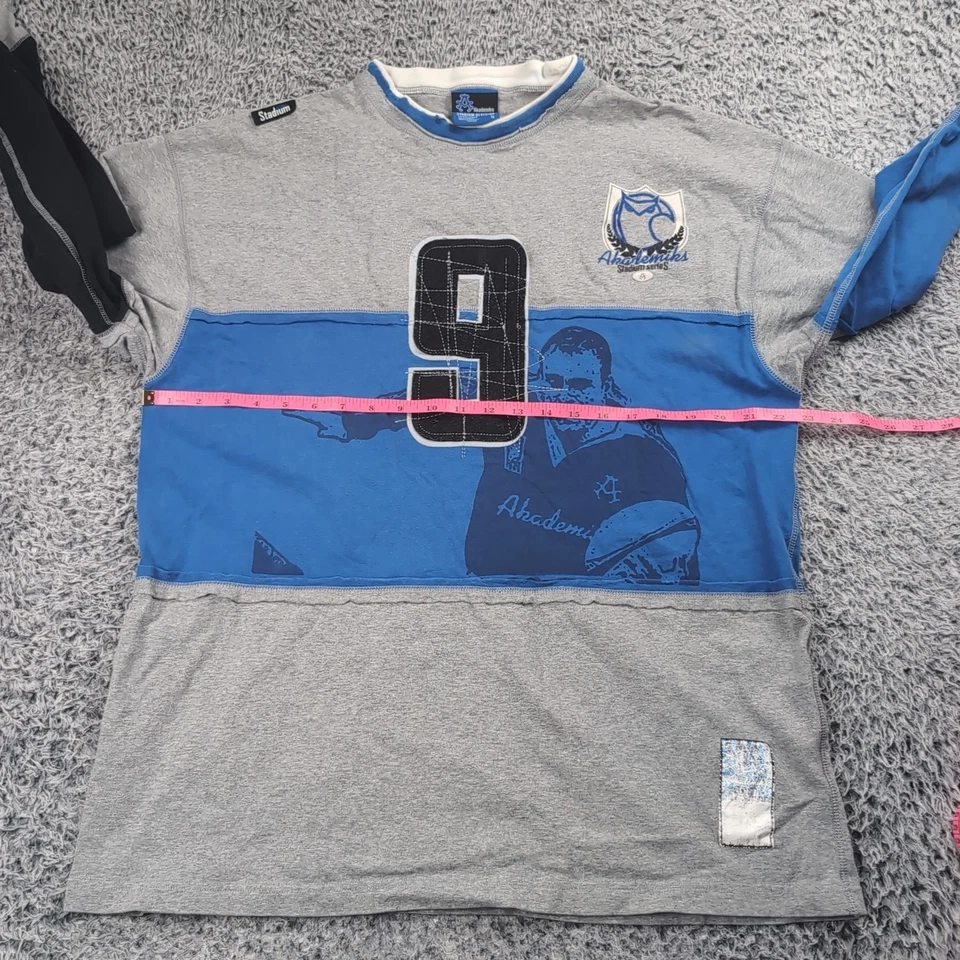 Camisa vintage Akademiks para hombre grande gris azul manga larga bordada patinador Y2K Foto 3 de 4