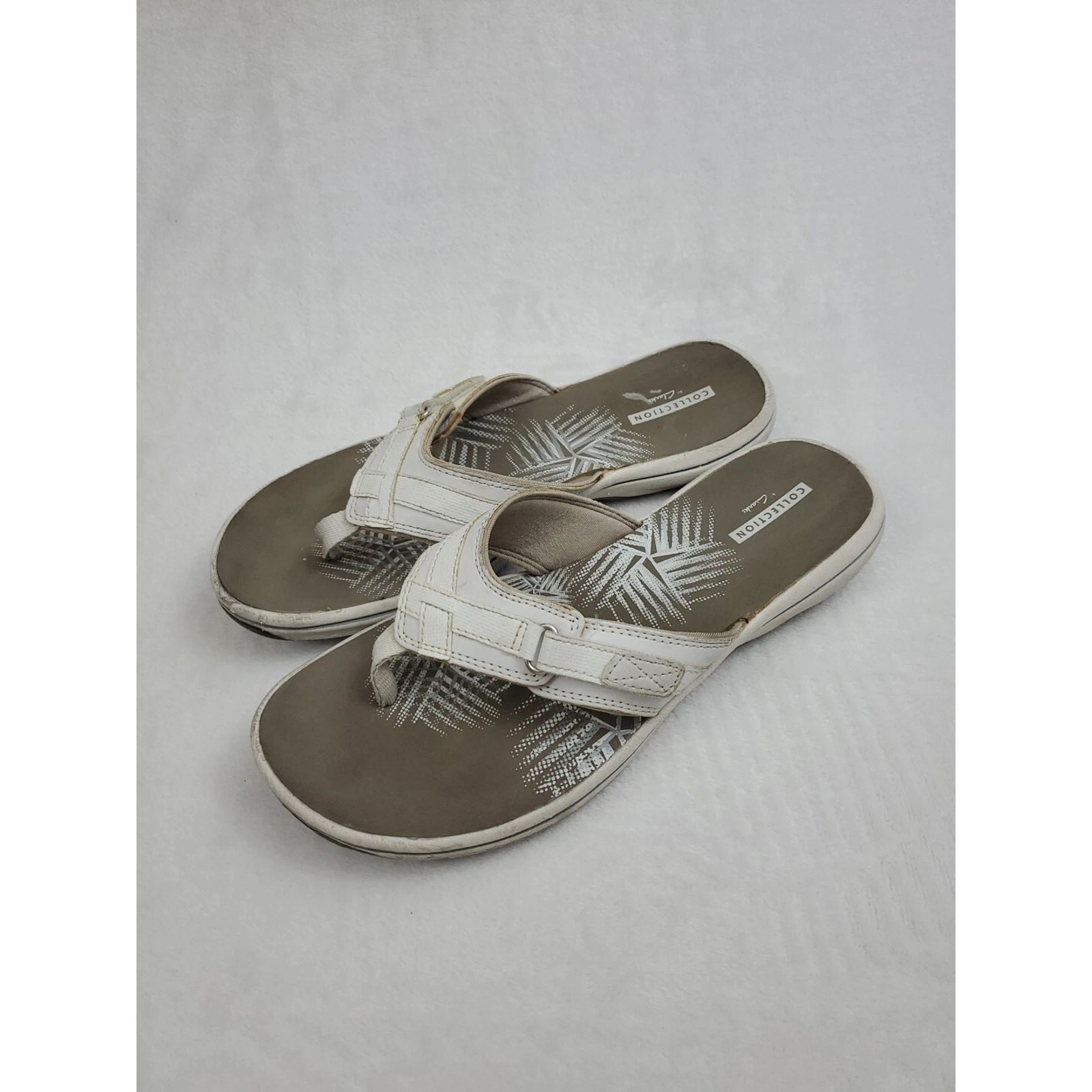 Sandali infradito Clarks Collection donna taglia 8 pelle bianca slip on comodi