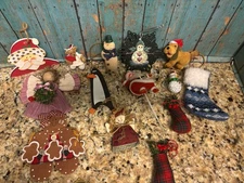 Vintage Lot of Various Christmas Ornaments 14 Pieces As Shown